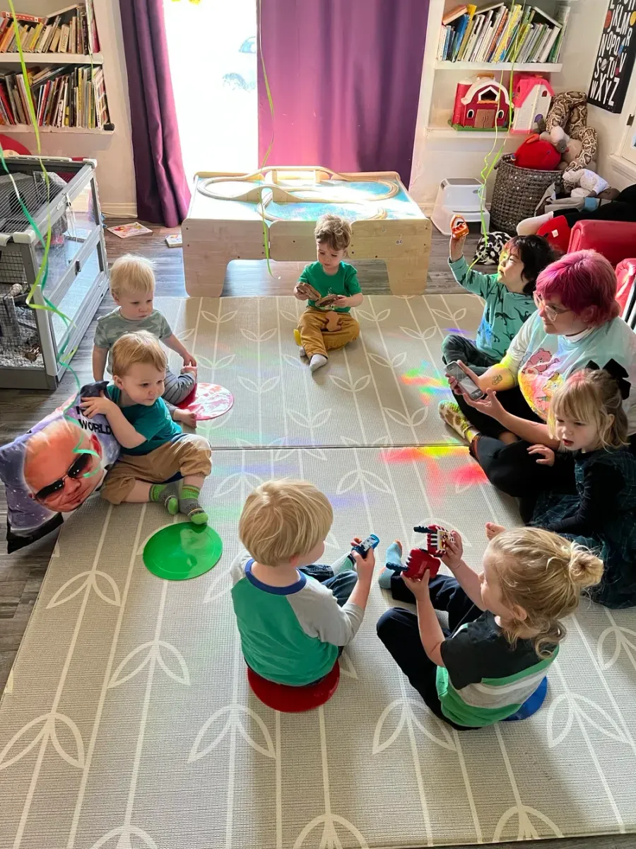 Children in a music circle with instruments